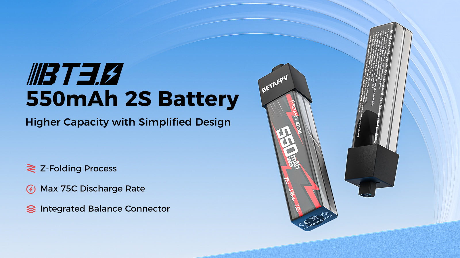 BT3.0 550mAh 2S Battery (2PCS)